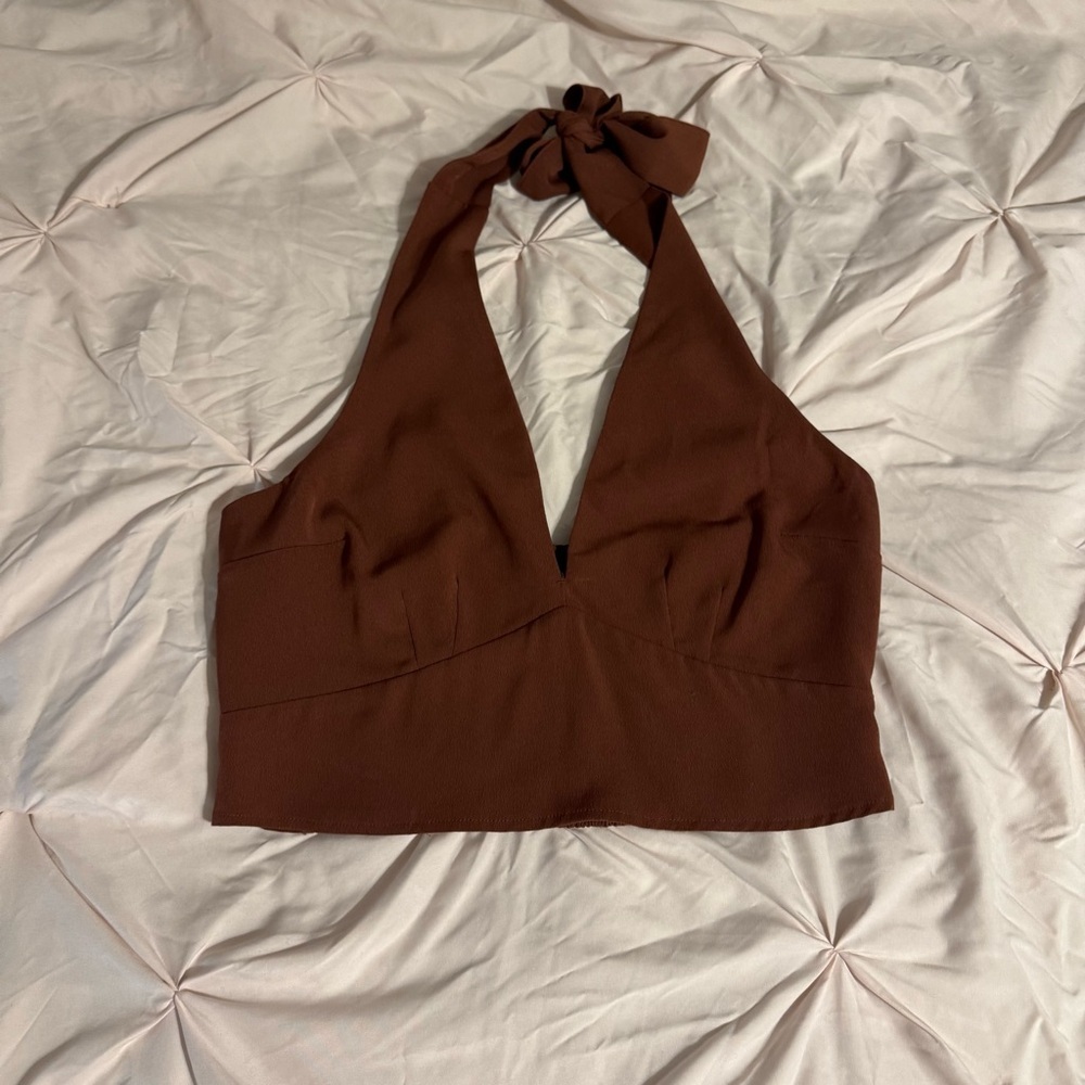 Abercrombie & Fitch Brown Halter Crop Top - Picture 1 of 7
